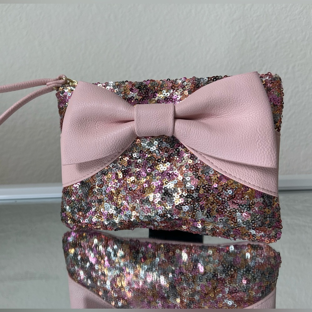 Betsey Johnson Fairy Bow Sequin Wristlet